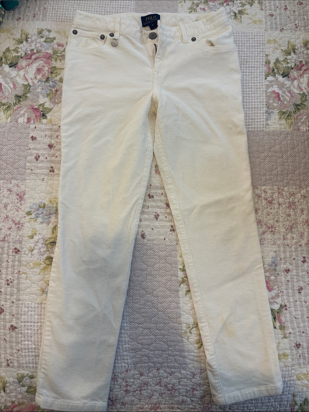 Polo by Ralph Lauren Women's Cream Straight-Leg Corduroy Jeans
